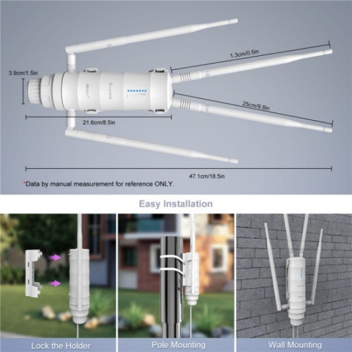 Routeur WAVLINK WN572HE4D AC1200 4G LTE WiFi double bande 4 antennes détachables, prise : prise britannique SW70021014-08